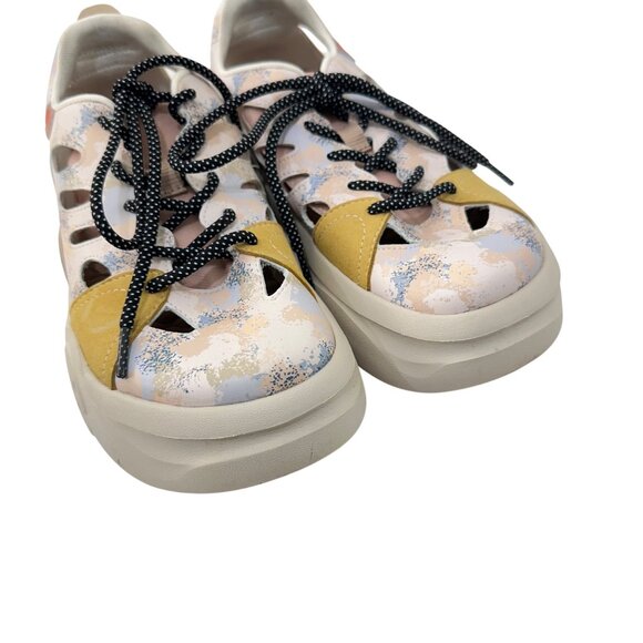 Uin Womens Artistic Sneakers Size 8 Cut-Out Design Comfort Fit Beige Multi-Color - Picture 12 of 16